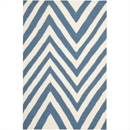 Safavieh 3 Ft. X 5 Ft. Small Rectangle Contemporary Dhurries- Blue And Ivory- Flatweave Rug DHU568A-3